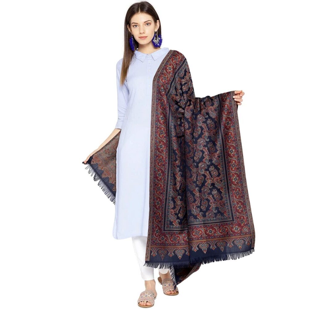 6182 Women's Pashmina Wool Blend Indian Handicraft Woven Shawls, Scarf